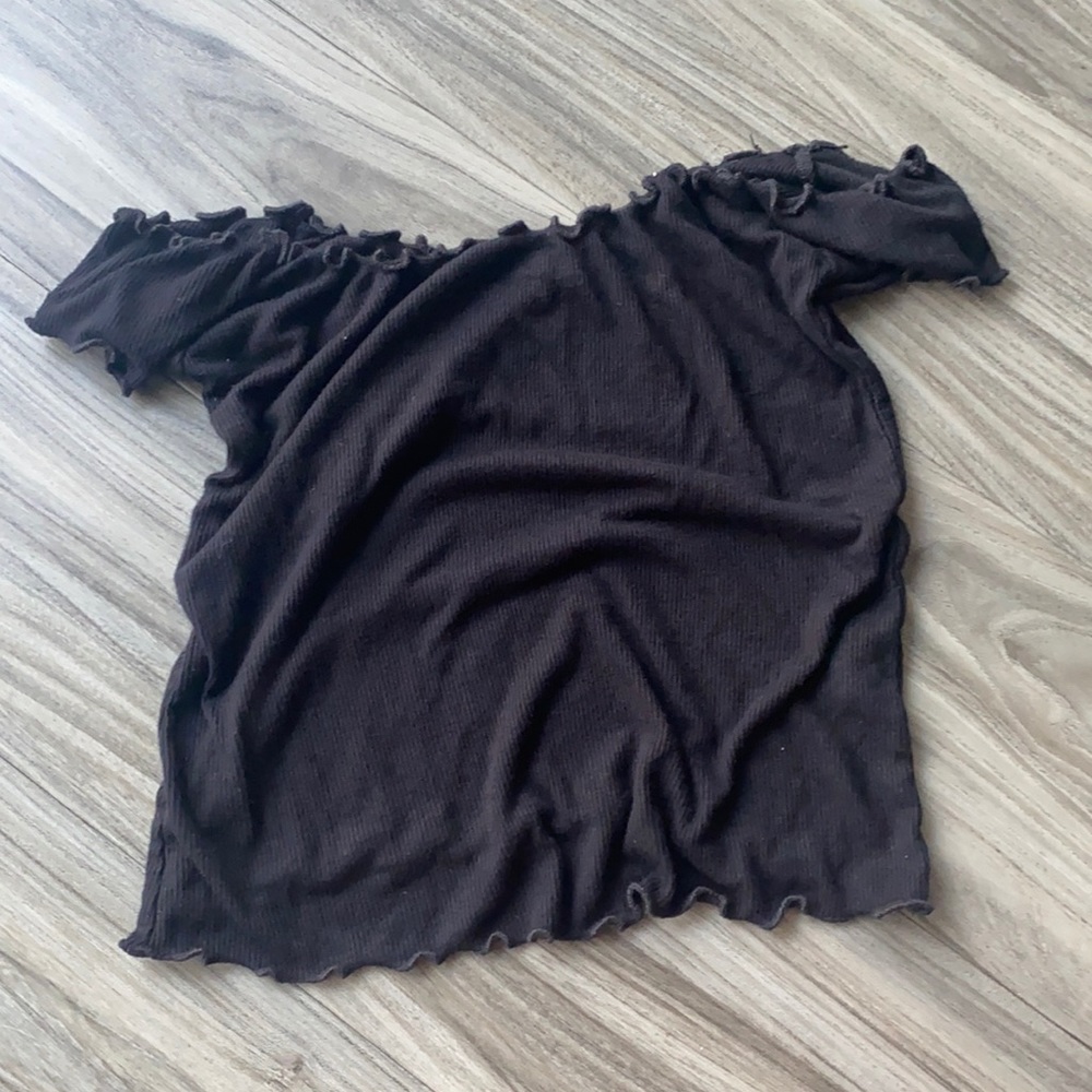 Lettuce Hem Off Shoulder Crop Top - Going Out, Summer, Vacation, Staple
